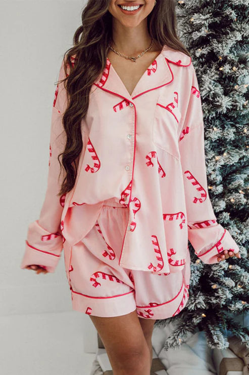 Christmas Candy Cane Print Pajama set
