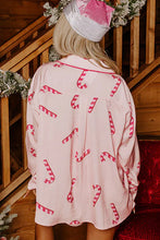 Load image into Gallery viewer, Christmas Candy Cane Print Pajama set
